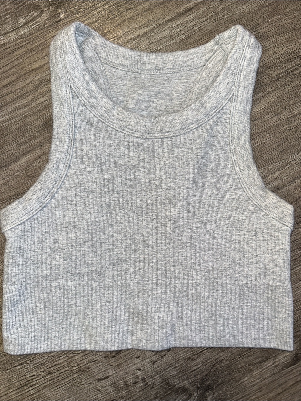 Alo Yoga Seamless Delight High Neck Bra Heather Gray Ribbed Crop Top XS/S - Picture 3 of 5
